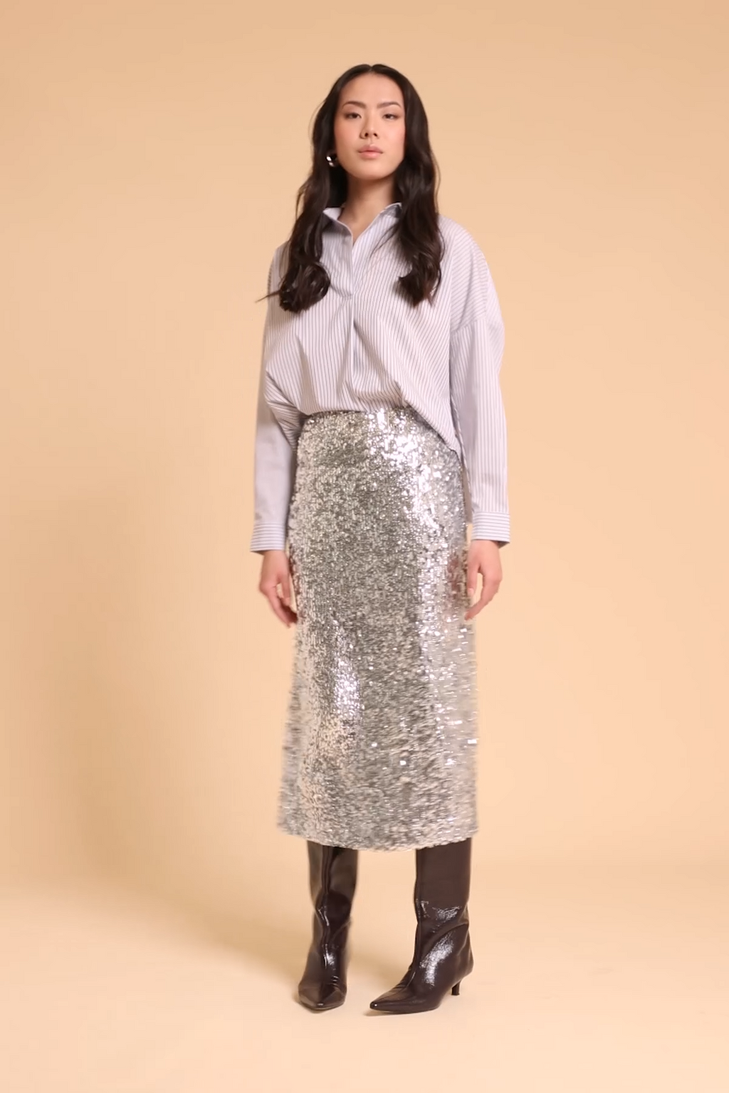 MemeRoad Gonna Midi Argento M7198N